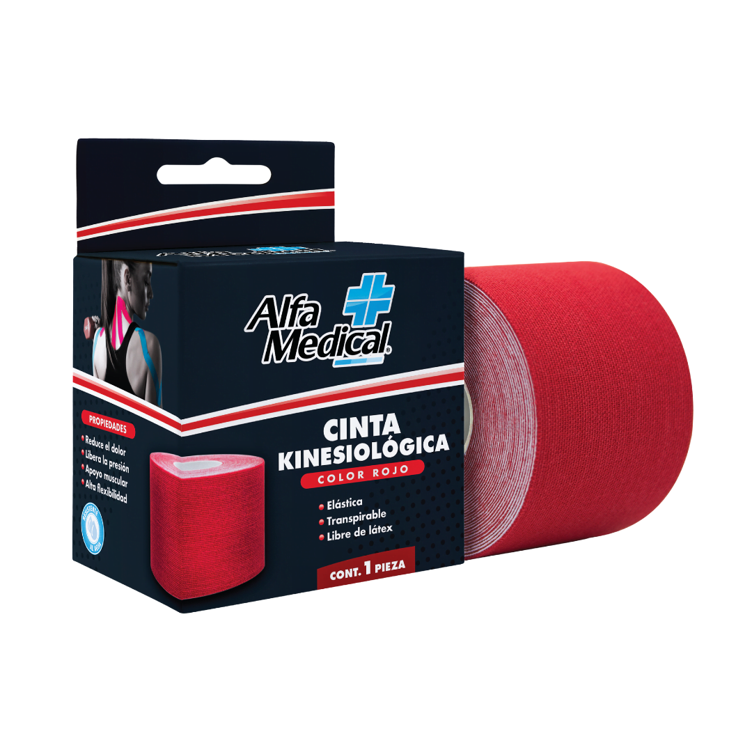 ALFA MEDICAL | CINTA KINESIOLOGICA / ROJA  5 CM X 5 M / 12 PZ