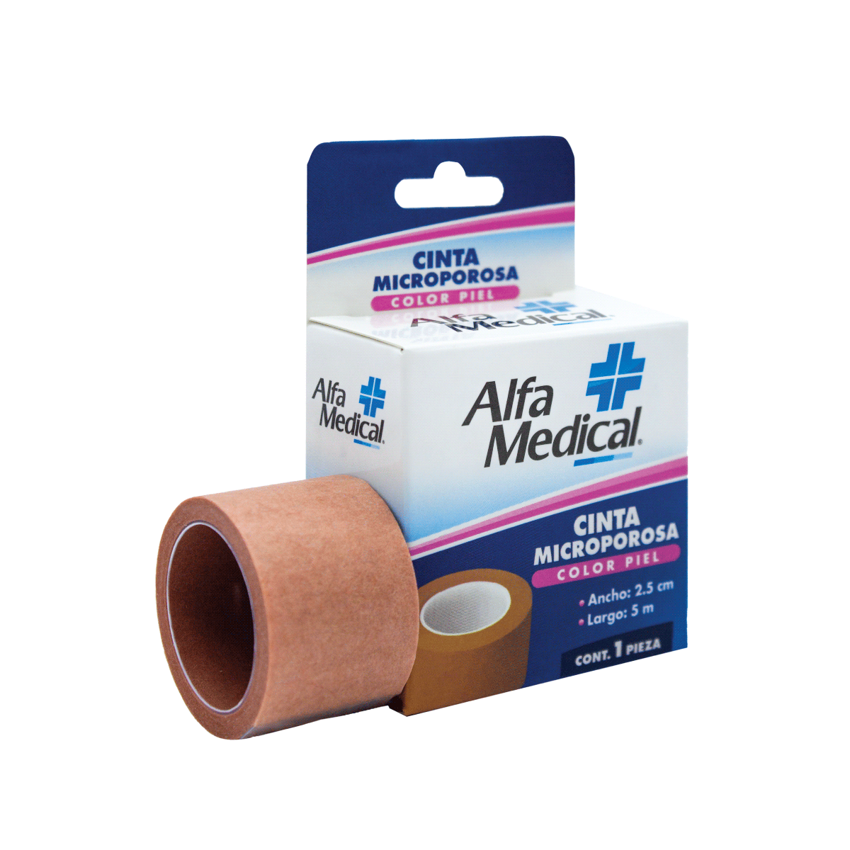 ALFA MEDICAL | CINTA MICROPOROSA / PIEL 2.5 CM X 5 M / 24 PZ