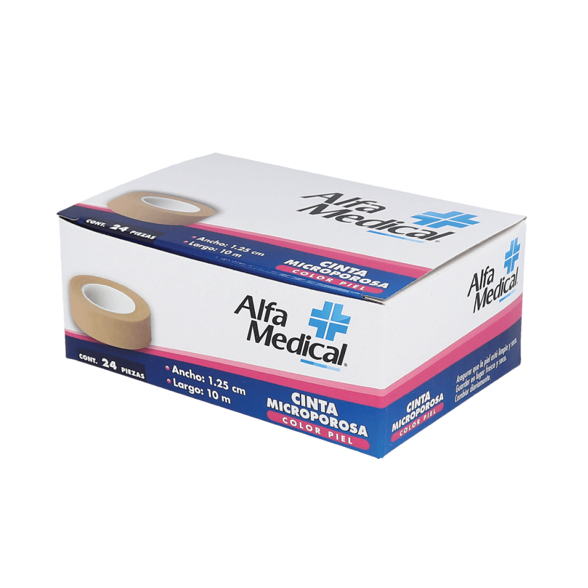 ALFA MEDICAL | CINTA MICROPOROSA / PIEL 1.25 CM X 10 M / 24 PZ
