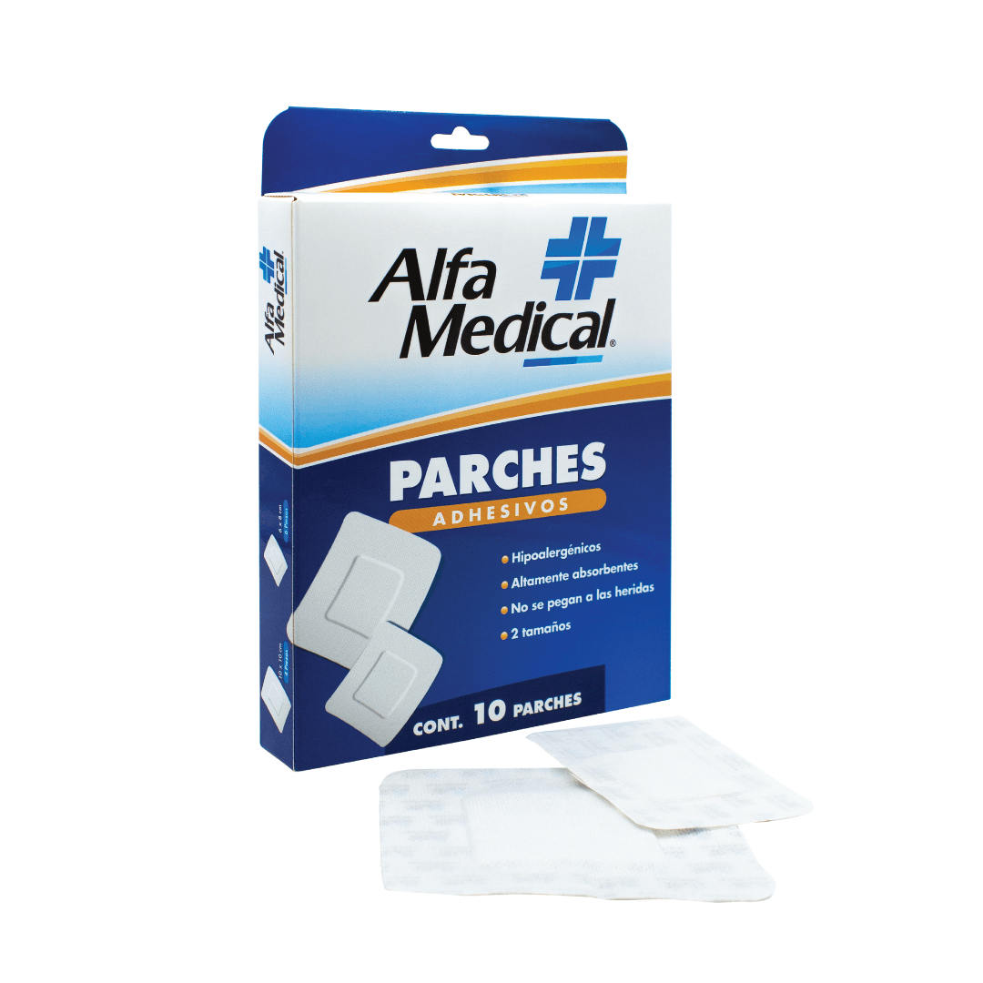 ALFA MEDICAL | PARCHES PARA HERIDAS 2 TAMAÑOS / BLANCOS / 10 PZ