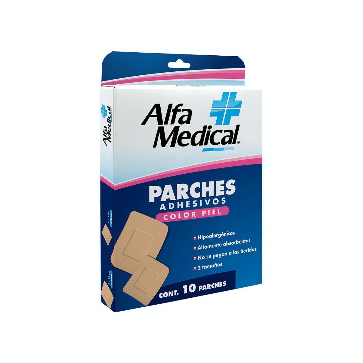 ALFA MEDICAL | PARCHES PARA HERIDAS 2 TAMAÑOS / PIEL / 10 PZ
