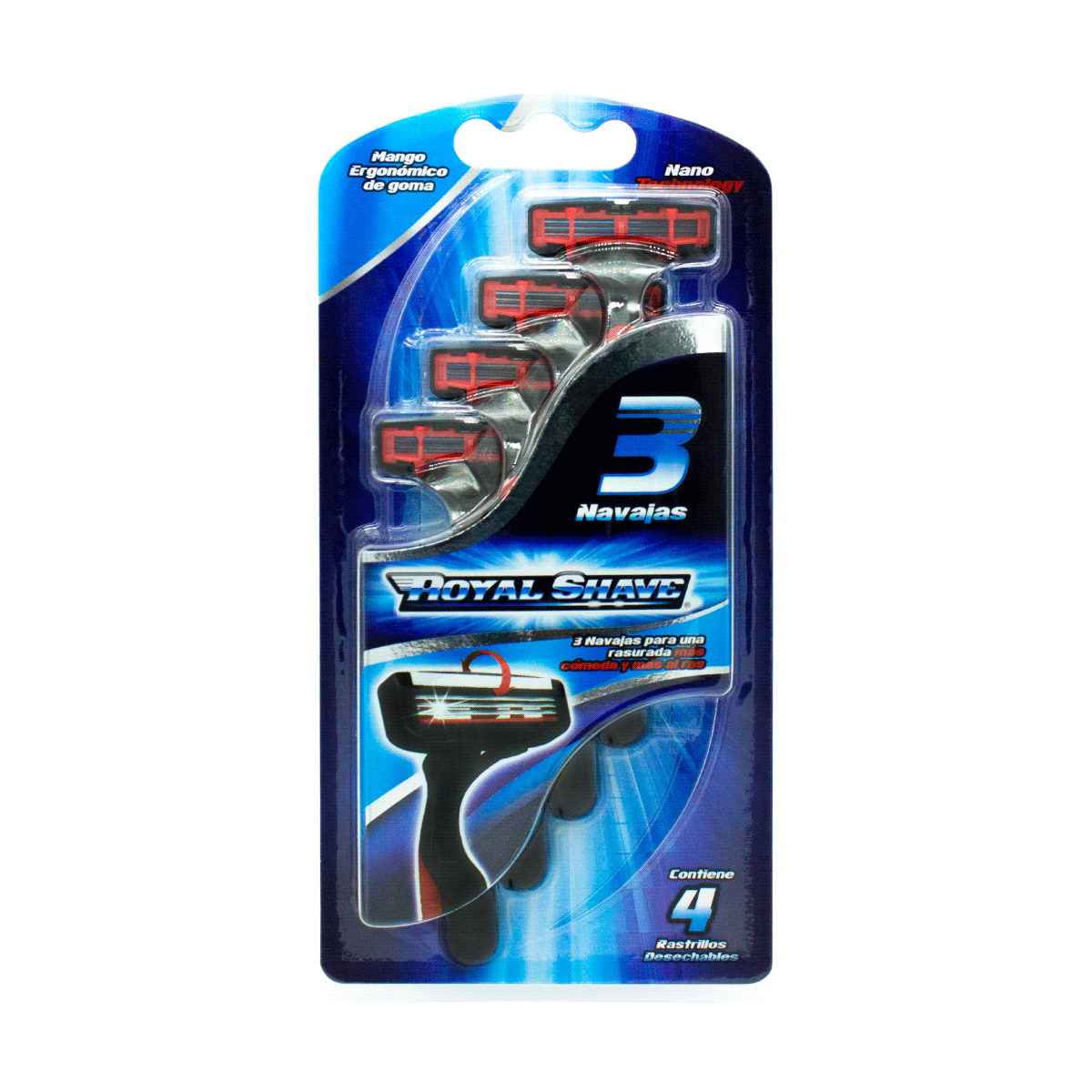 ROYAL SHAVE RASTRILLOS DESECH. 3 NAVAJAS / BLISTER / MEN /4 PZ