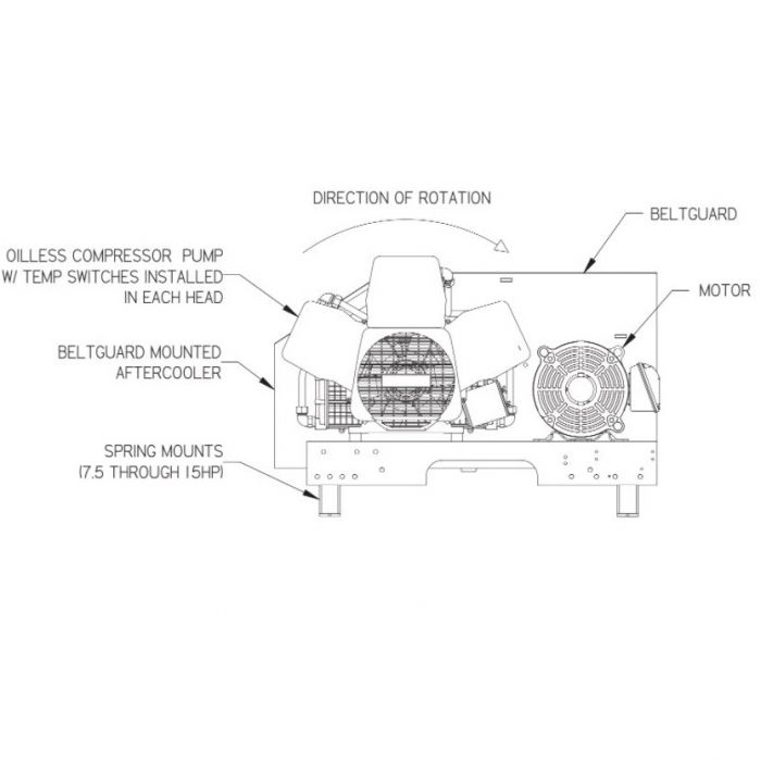 Compresor grado medico de 3HP dúplex 80 Gal. Mod