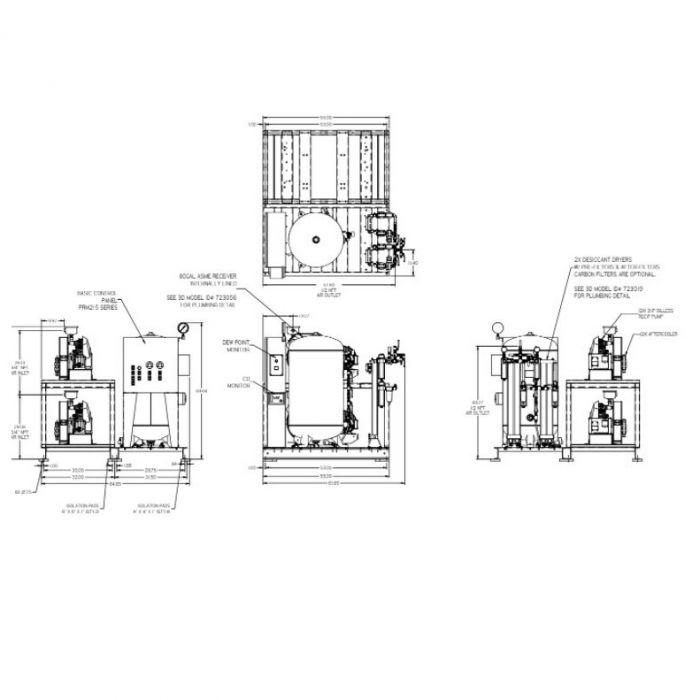 Compresor grado medico de 3HP dúplex 80 Gal. Mod. MPD0308 con refrigerantes Cat. PWX-MPD0308-3K4 Powerex