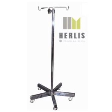 Porta venoclisis rodable en acero inoxidable de cinco