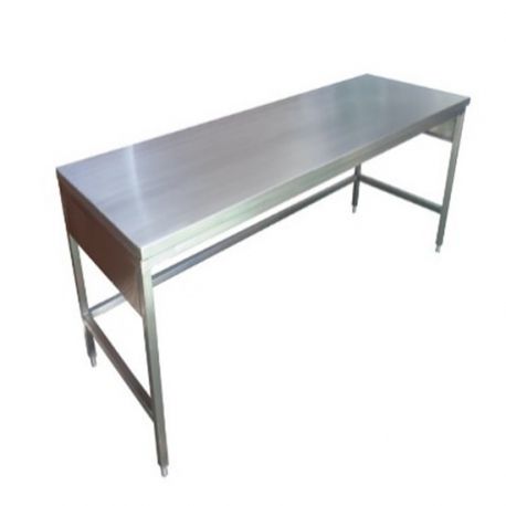 Mesa alta de 150 cm con cubierta de acero inoxidable