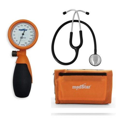 Esfigmomanometro Aneroide color negro, naranja Cat. MES-SLI-HS-201U Marca Medstar