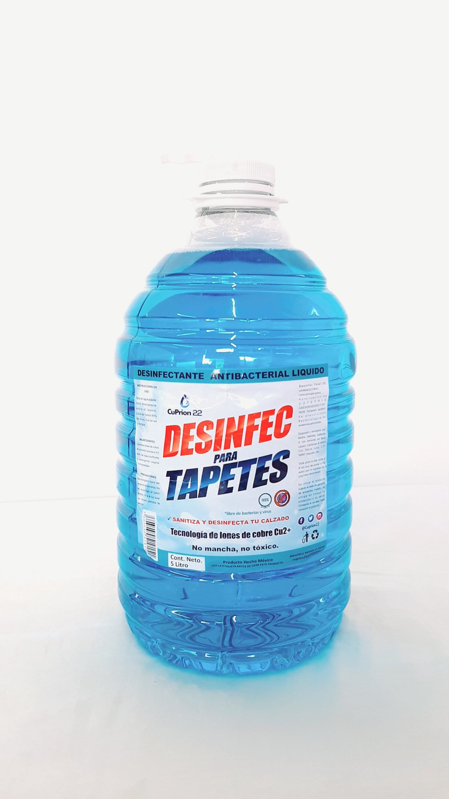 Desinfectante Para Tapetes Sanitizantes 5 Lt Con Iones De Cobre Cu2+