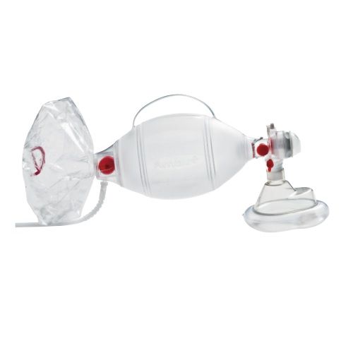Resucitador SPUR II Pediatrico con reservorio de O2 y mascarilla desechable con válvula (pediátrico nº2) Cat. AMB-330.003.000 Ambu