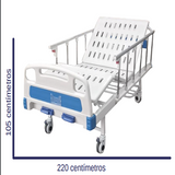 Cama manual de 2 posiciones con barandales plegables de aluminio y cabecera y piecera en ABS Cat. IME-CM2MVL Marca Inmed