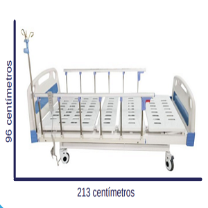 Cama eléctrica de 3 posiciones con barandales de aluminio, cabecera y piecera de ABS y porta suero. Cat. IME-CE3PS Marca Inmed