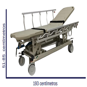Camilla de transferencia de lujo elite con barandales de protección plegables de metal y soporte de cilindro de oxígeno Cat. IME-CMLLET Marca Inmed