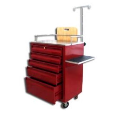 Carro rojo para emergencias de 5 cajones