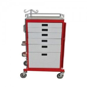 Carro rojo para emergencias de 6 cajones
