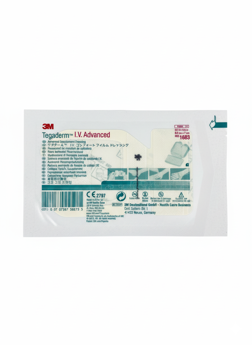 Aposito Tegaderm Iv Advance de 6,5 x 7 cm de 3M, hospitalario, material quirúrgico, con cubierta transparente y adhesiva