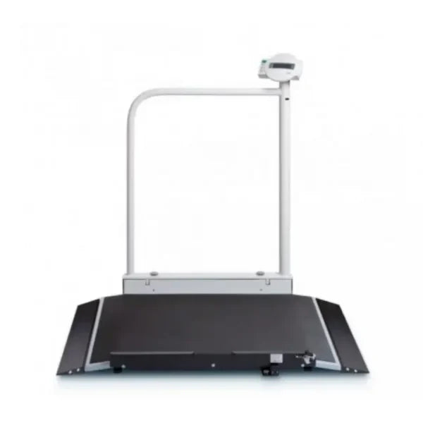 Báscula Digital Plataforma 360Kg Div 100g Tara Auto-Hold BMI Barandal Y Rueda De Traslado
