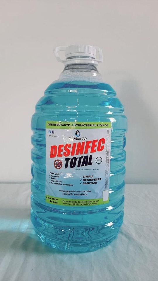 Desinfectante Total Garrafa Neutro 5 Lts Con Iones De Cobre Cu2+