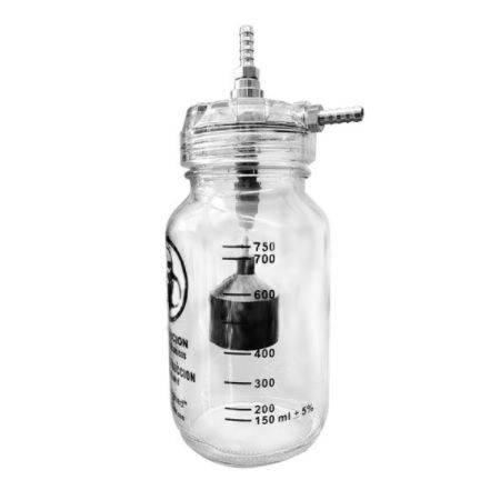 Frasco de vidrio para succión de 1 litro, mangueras de 0.8 m para succión y tapón Cat. AGM-FRSUCCARIG Arigmed
