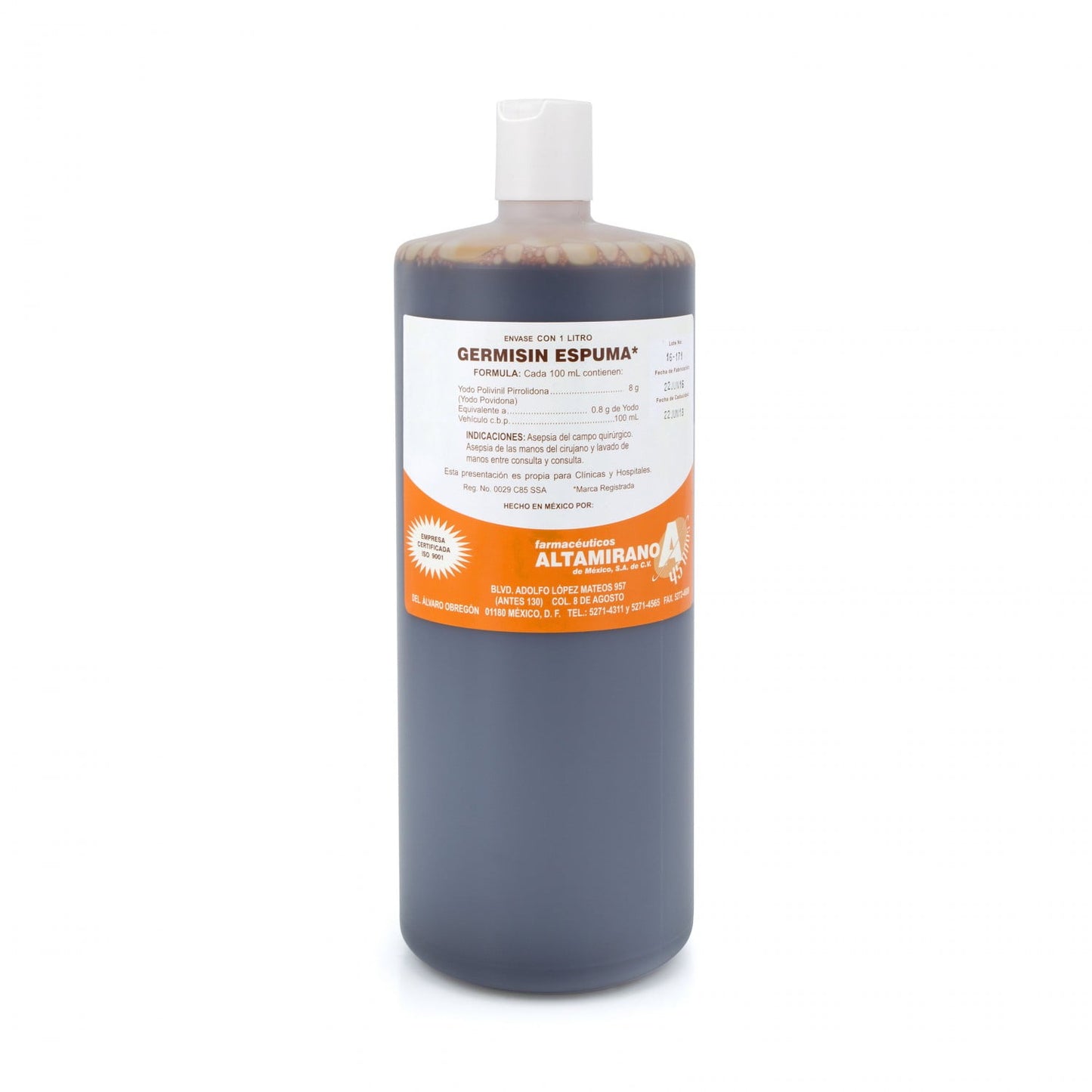 GERMISIN ESPUMA LITRO (IODO POLIVINIL AL 0.8%)