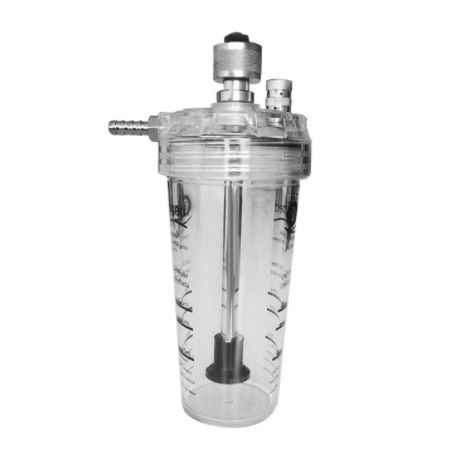 Humidificador reusable para oxígeno con frasco de policarbonato transparente Cat. AGM-HUMOXARIG Arigmed