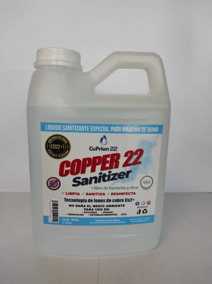 Liquido Sanitizante Para Maquina De Humo 1 Lt Cu2+
