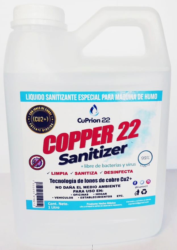Liquido Sanitizante Para Maquina De Humo 1 Lt Cu2+