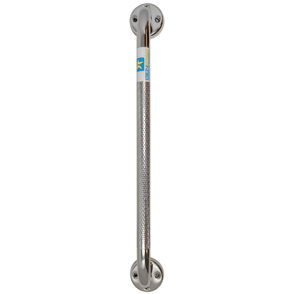 Agarradera cromada de 18 pulgadas (45.72 cm) moleteada para baño, auxiliar de cuidado en casa, marca BIENSTAR
