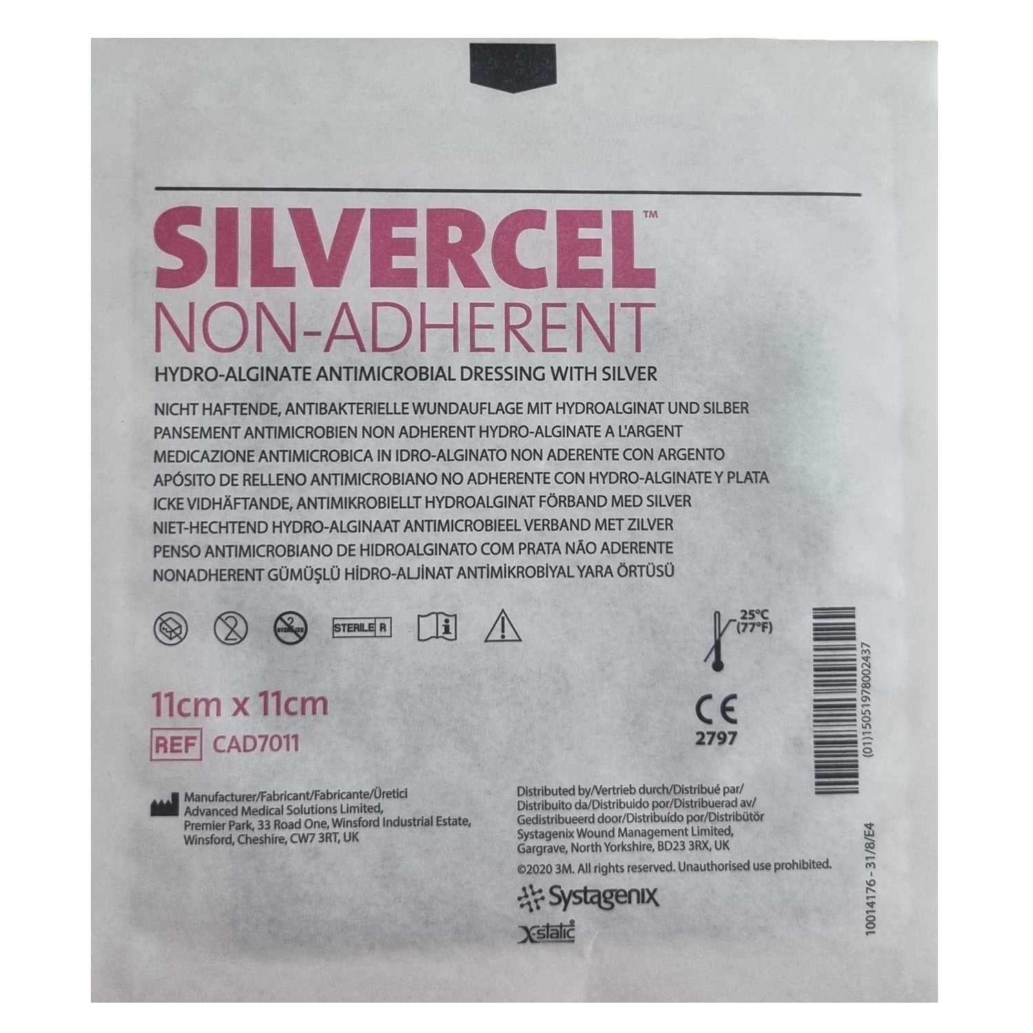 Silvercel 11 X 11 Cm Aposito No Adherente con Hydro Alginato y Plata