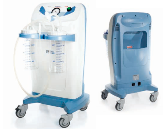Aspirador hospitalario CA-MI Hospivac 350 Basic, aspirador médico con capacidad de 2x4 litros, usado en entornos hospitalarios.