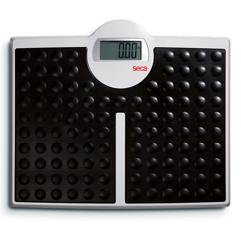 Báscula digital de piso SECA para diagnóstico físico, peso y talla, capacidad 200 kg, división 100 g, con función auto-hold y resistente