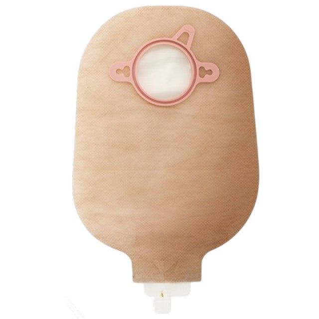 Bolsa urostomía New Image de Hollister, ultra transparente con aro de 57 mm, diseño cómodo y discreto para cuidado urinario.