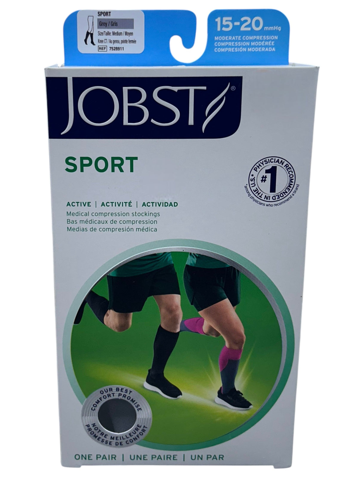 Calcetines deportivos JOBST® Calcetin de compresión unisex 15-20 mmHg, colores negro y gris, diseñados para soporte y comodidad