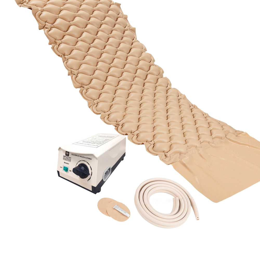 Colchón de presión alterna BIENSTAR BN303 con regulador, sistema de aire antiescaras, para cuidado en casa y habitación del paciente.