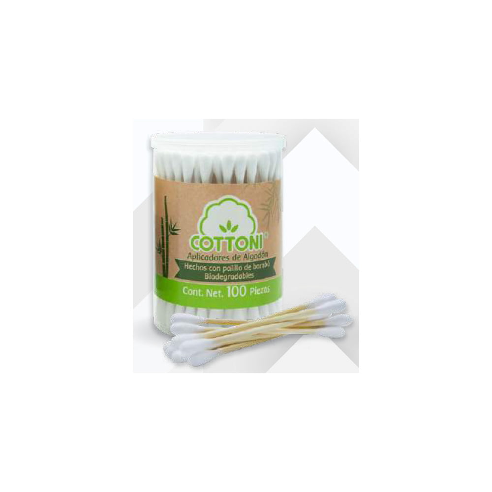 COTTONI APLICADORES DE ALGODÓN EN BOTE / PALILLO DE BAMBÚ / 100 PZ