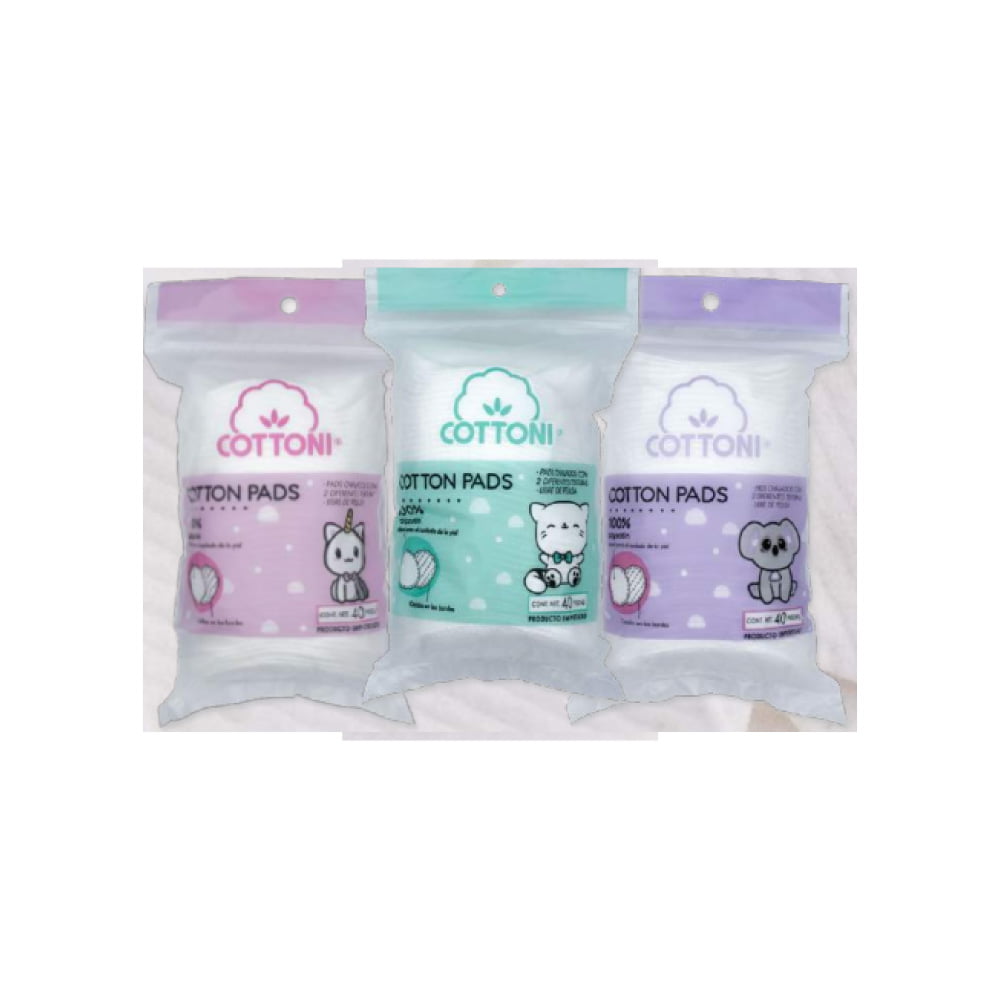 COTTONI ALMOHADILLAS FACIALES DE ALGODÓN OVALADAS ANIMÉ / 40 PZ