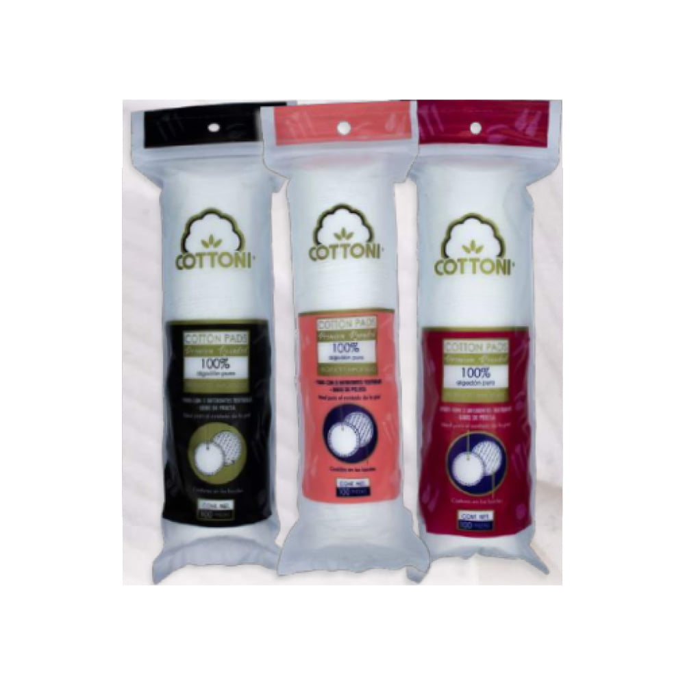 COTTONI ALMOHADILLAS FACIALES DE ALGODÓN ROUNDED COLORS / 100 PZ