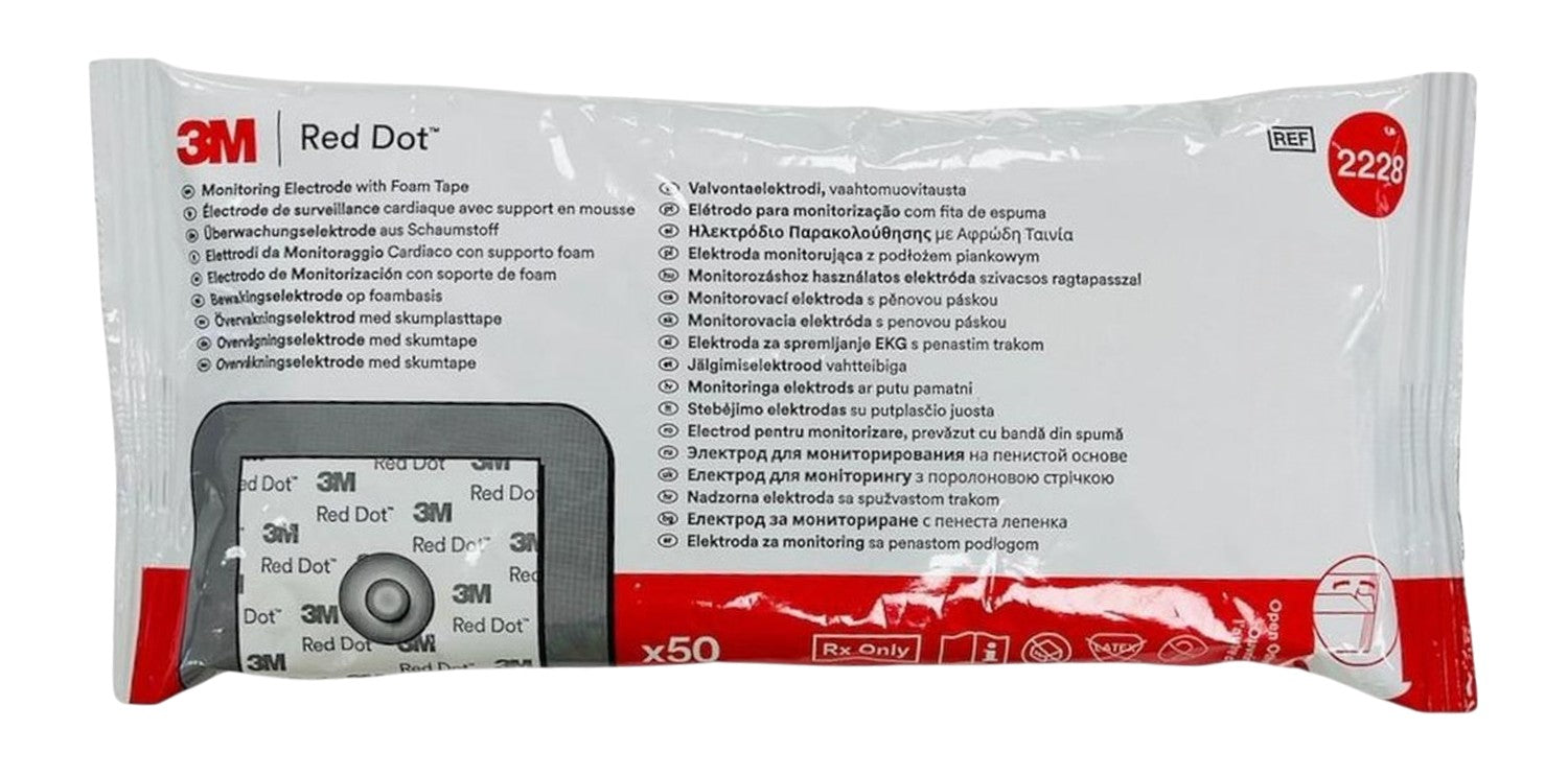 Electrodo para monitoreo ECG Red Dot™ 3M™ de espuma, paquete con 50 piezas, accesorios para electrocardiógrafos de cardiología