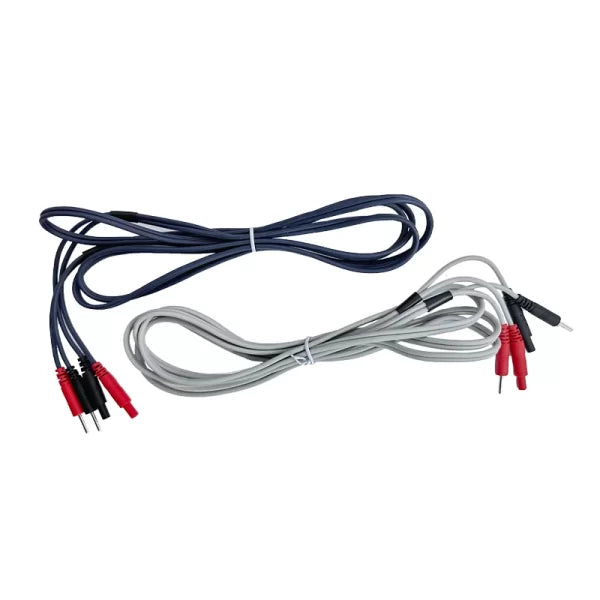 Cables para electroestimuladores Beracah Medica para equipo NU-TEK, pares de cables para electroterapia, conectores y cableado.