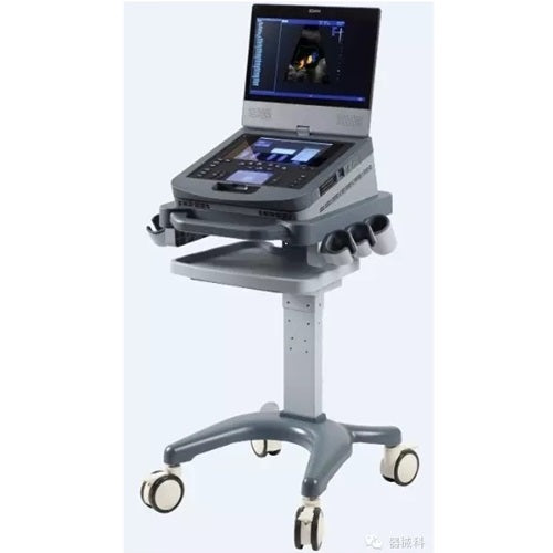 Carro trolley para equipo AX8 de ultrasonidos con conector para 4 transductores, marca Beracah Médica, en color negro