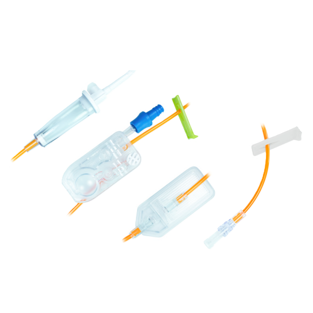 Set de bomba de infusión Plum A+ para quimioterapia de Beracah Medica, con filtro de 0.2 micras y resistencia a la luz, caja con 50 piezas.