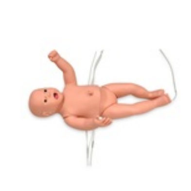 Simulador neonatal de enfermería Beracah Medica con funciones de RCP, auscultación, desfibrilación, marcapasos y ECG.