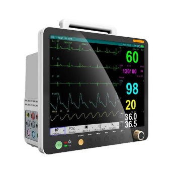 Monitor para paciente de 15" Beracah Medica Balam III con ECG, SPO2, temperatura y PANI, pantalla modular para signos vitales.