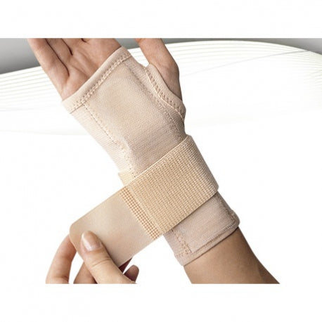 Muñequera ajustable de Beracah Medica con banda elástica para soporte de muñeca, en color negro con detalles.