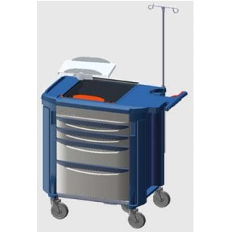 Carro rojo para emergencias de plastico con 4 cajones altura 39" Lifeline