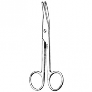 Tijeras Mayo curva de 14 cm de acero alemán, marca Beracah Médica, con filo afilado y mango ergonómico para corte preciso.