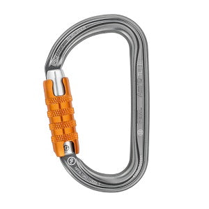 Mosquetón gris AM'D Triact Lock de Beracah Médica, resistente y seguro para rescate, con cierre Triact Lock y diseño robusto.