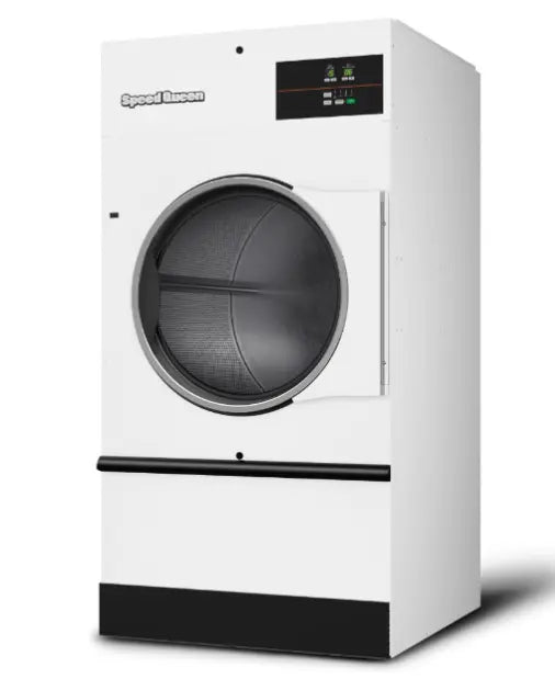 Secadora industrial de tambor eléctrica Beracah Medica, capacidad de 34kg, vista del tambor y panel de control.