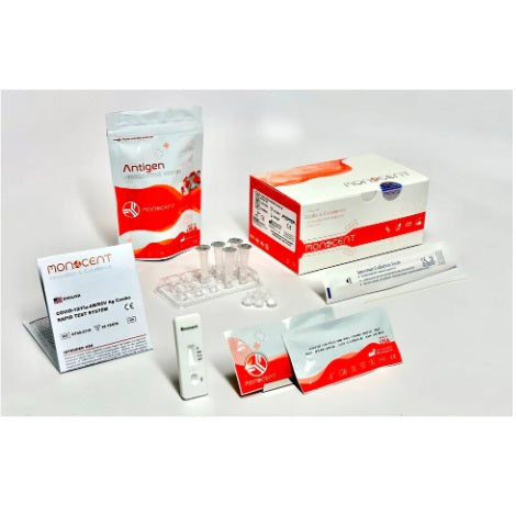 Casetes de prueba rápida nasofaríngea de Beracah Medica para detección de SARS-CoV-2, caja con 25 unidades.