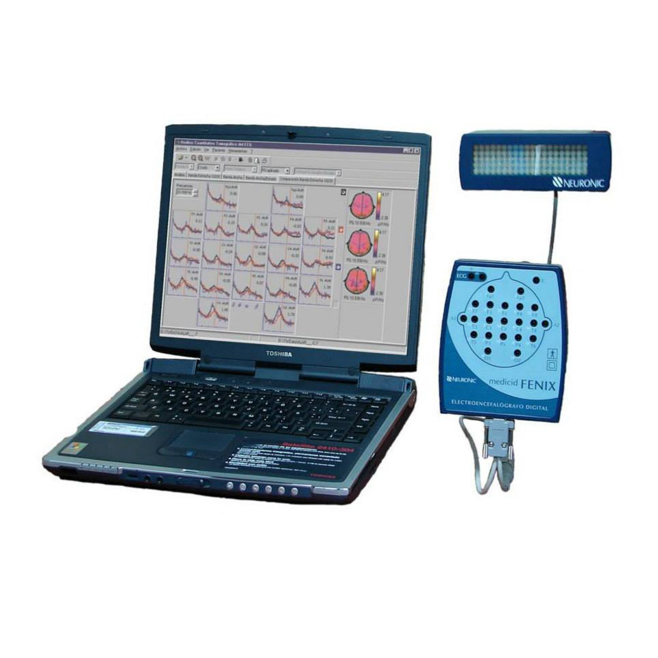 Electroencefalógrafo de 19 canales MEDICID-FENIX de Beracah Medica con software y sistema de cómputo para neurología.