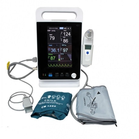Monitor para paciente Beracah Medica con pantalla de 7", Bluetooth y termómetro de oído para adultos y niños.